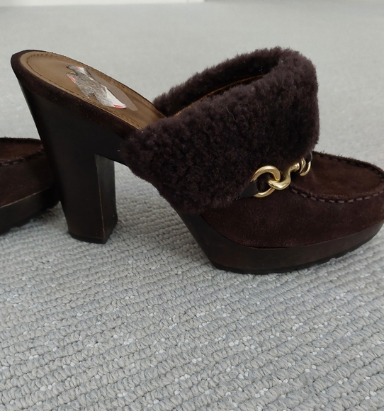 Coach suede clogs with fur - Picture 7 of 14